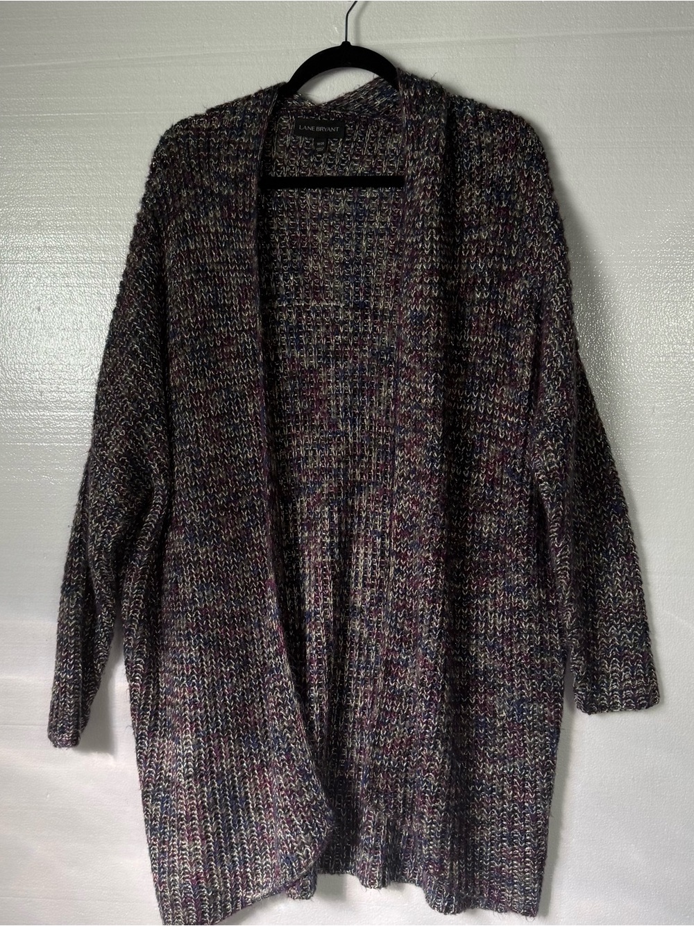 Lane Bryant Women’s 18/20 Multicolor Metallic Open Front Long Cardigan Sweater